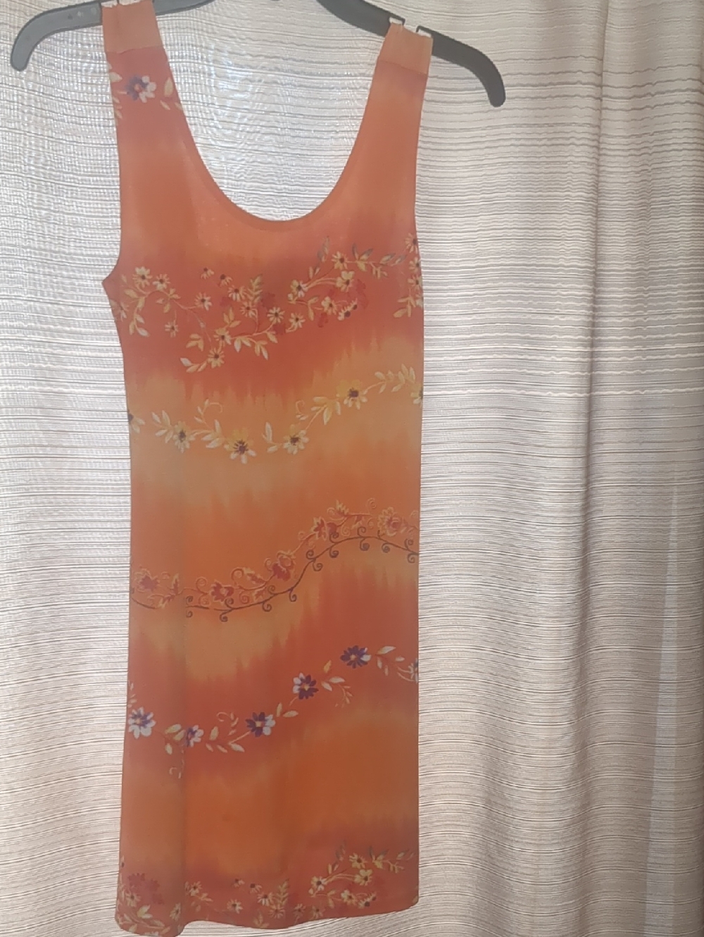 Sleeveless Orange Floral Midi Dress
